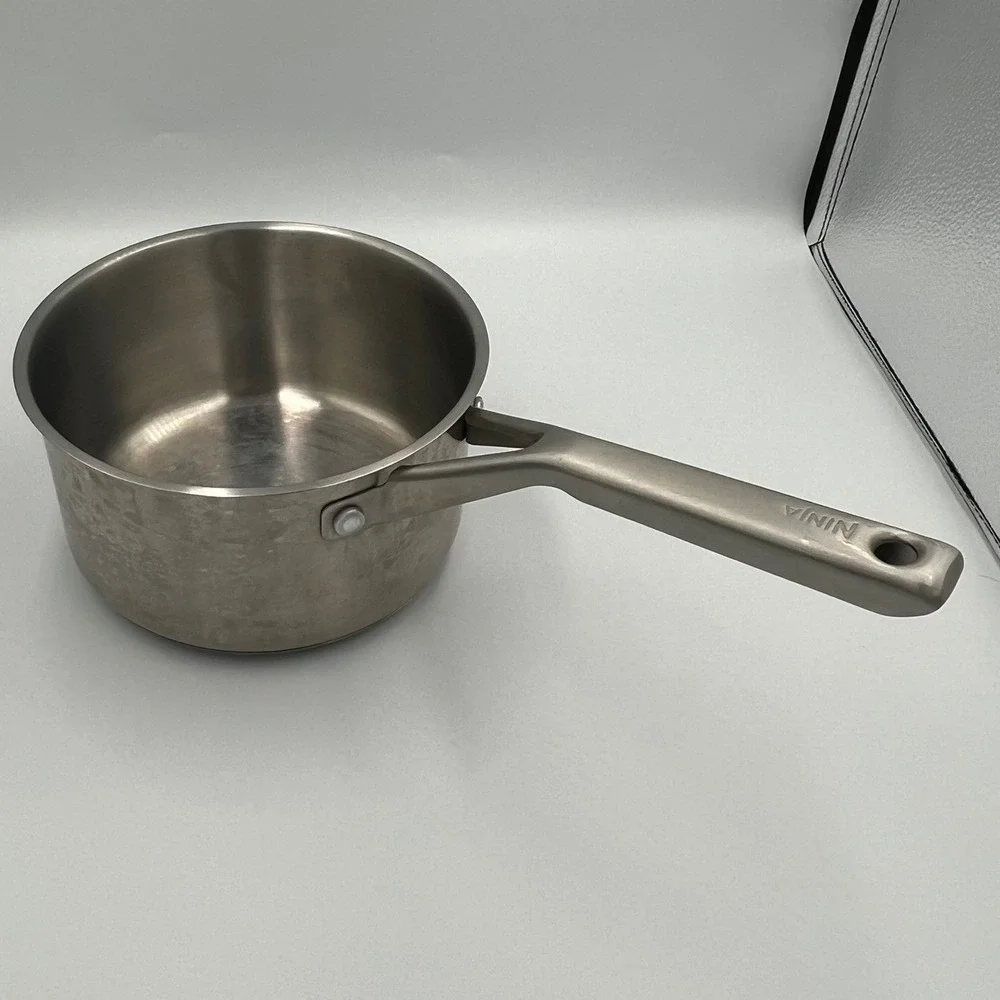 Ninja Cookware Set Unisex 8in 10in Silver Very Good Stainless Steel Saucepan Pan